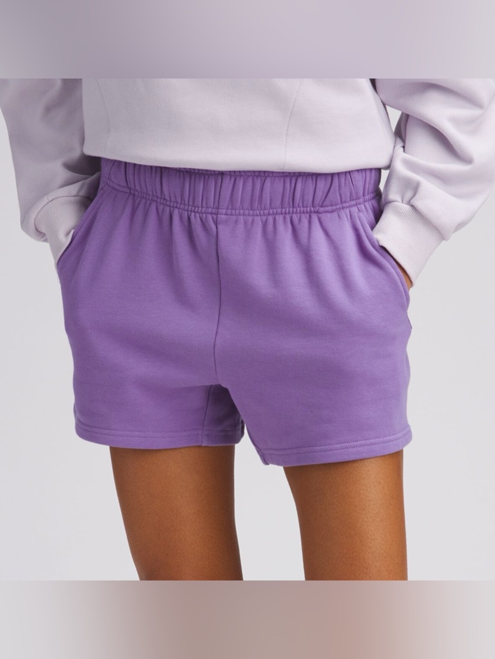 Basin + Range Women’s French Terry Sweat Shorts in lavender (100% cotton)
